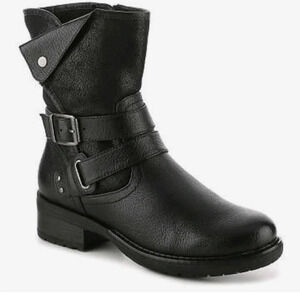 Bare Traps Hailie Black Leather Ankle Boots Size Women's 6.5